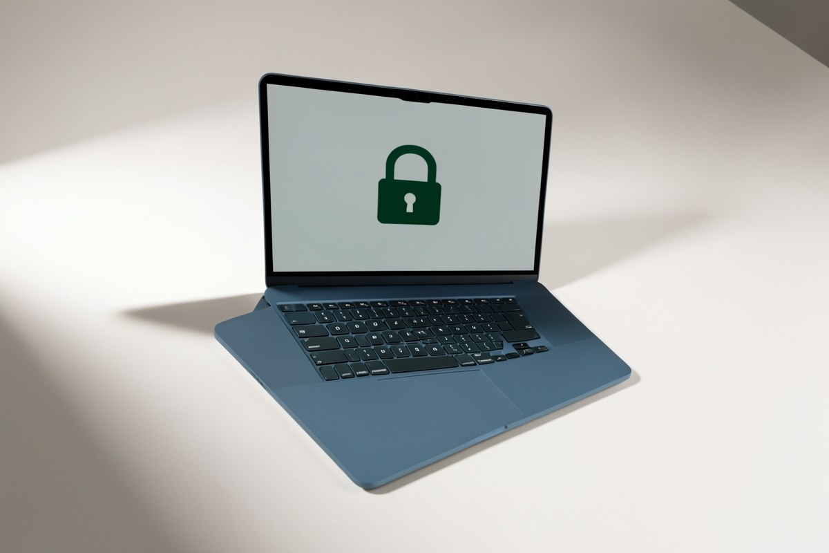A lock on a laptop screen, symbolizing privacy.