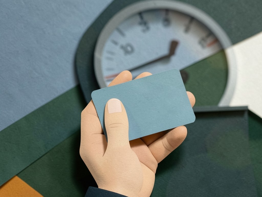 A hand holding a credit card with a score gauge in the background, symbolizing credit scores.